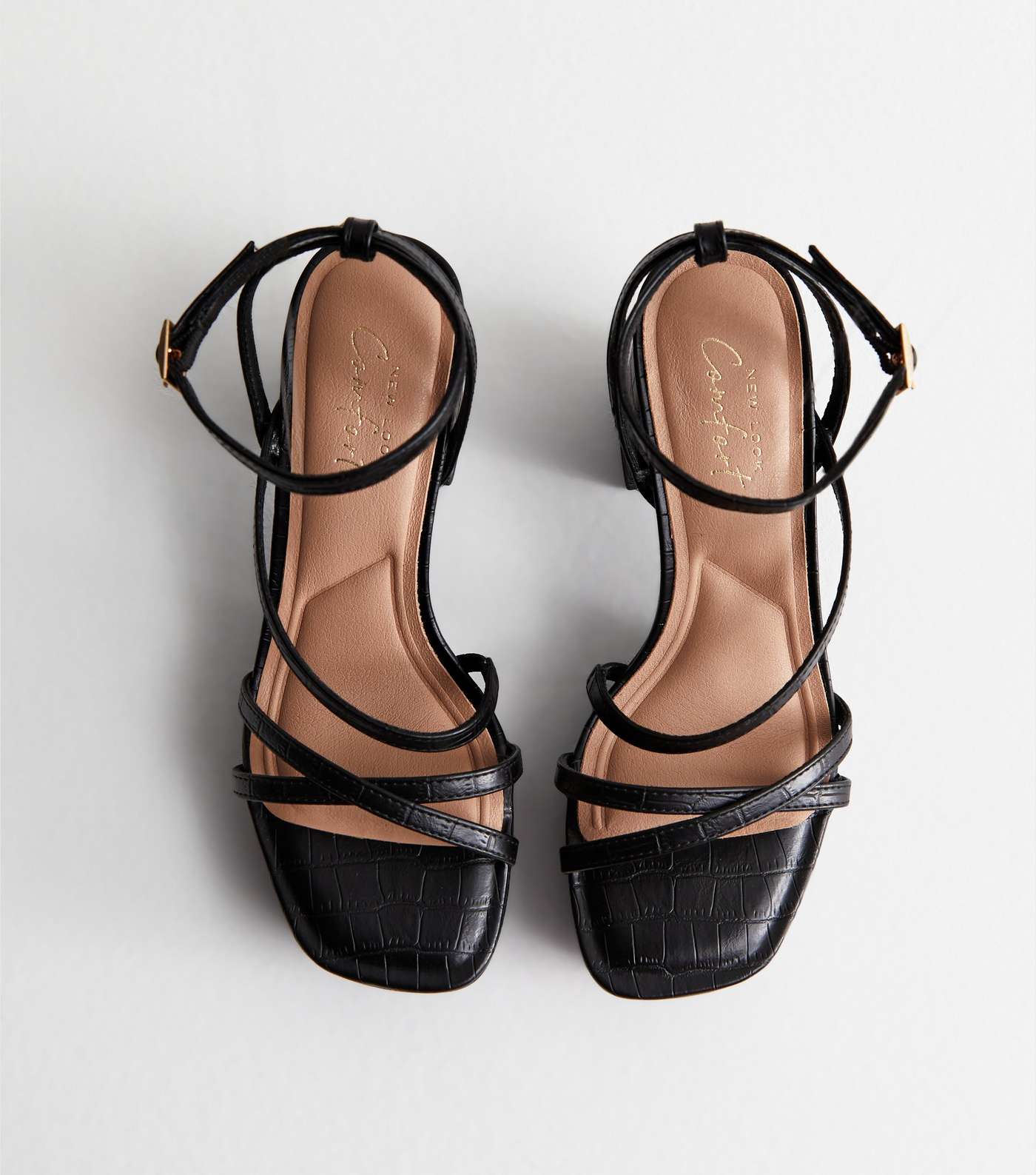 Black Leather-Look Platform Block Heel Sandals Image 3