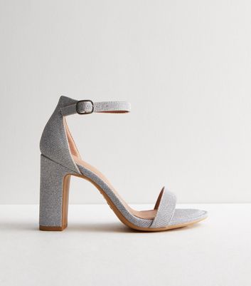 Silver grey outlet block heel shoes