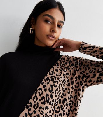 Fine knit on sale leopard print jumper