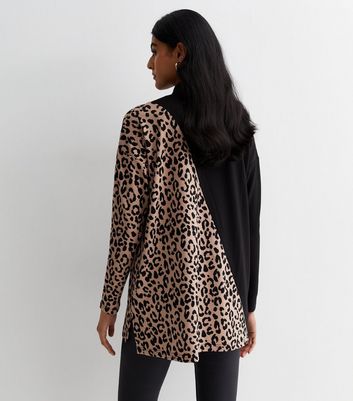 Leopard print roll sales neck jumper