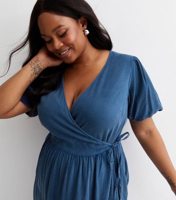 Blue jean wrap top dress