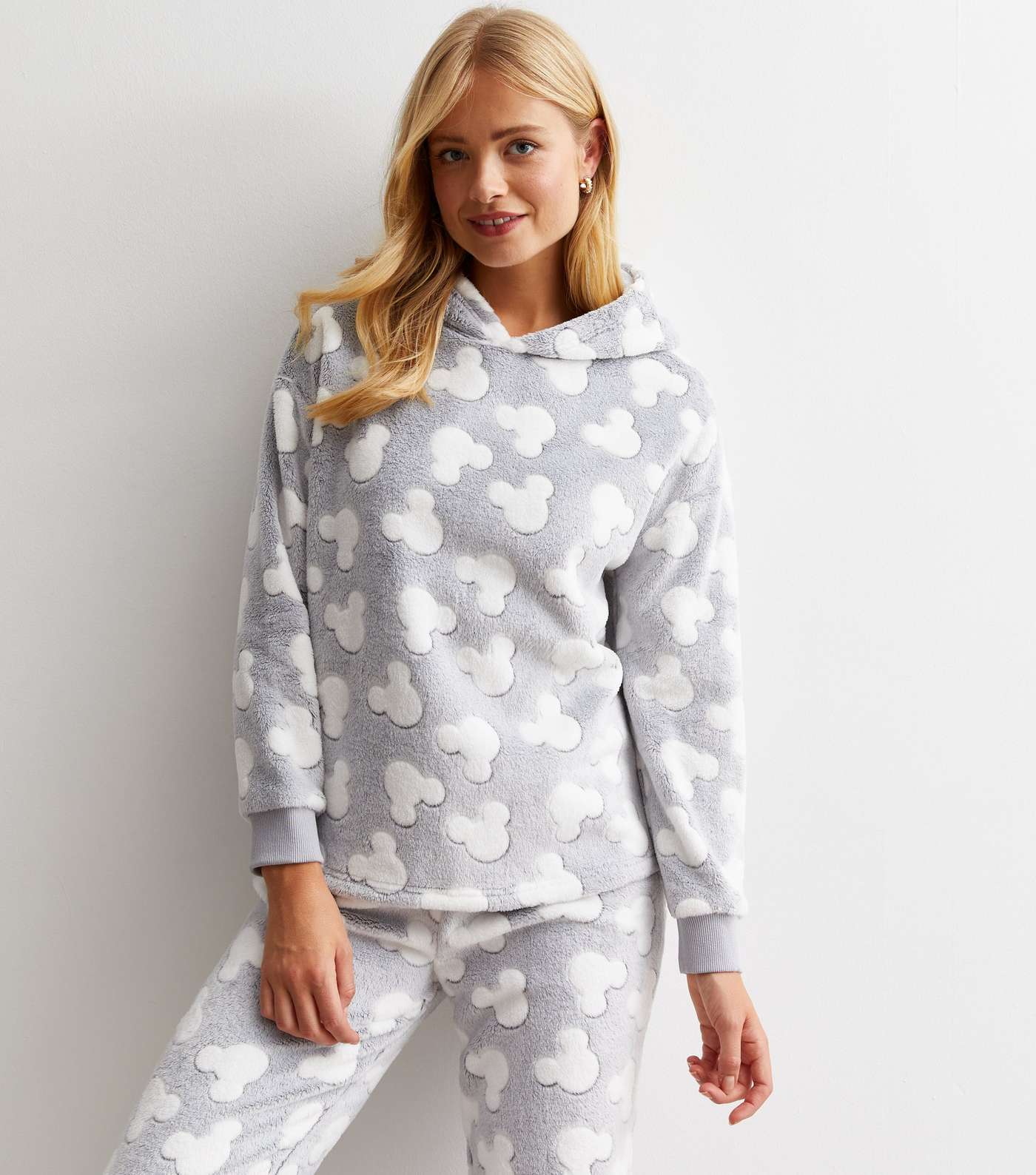 Light Grey Disney Mickey Mouse Fleece Pyjama Hoodie Image 2