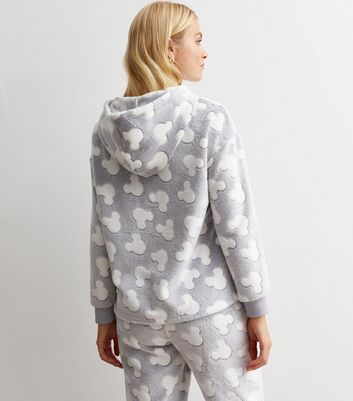 Light Grey Disney Mickey Mouse Fleece Pyjama Hoodie New Look