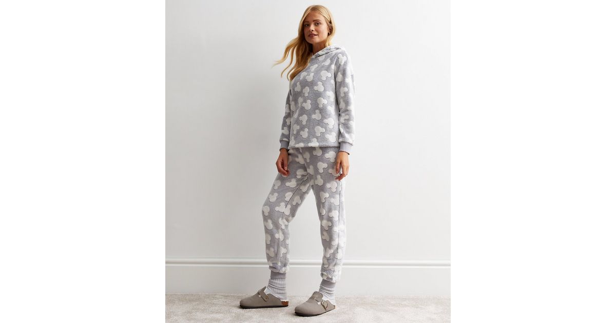 Light Grey Disney Mickey Mouse Fleece Pyjama Hoodie