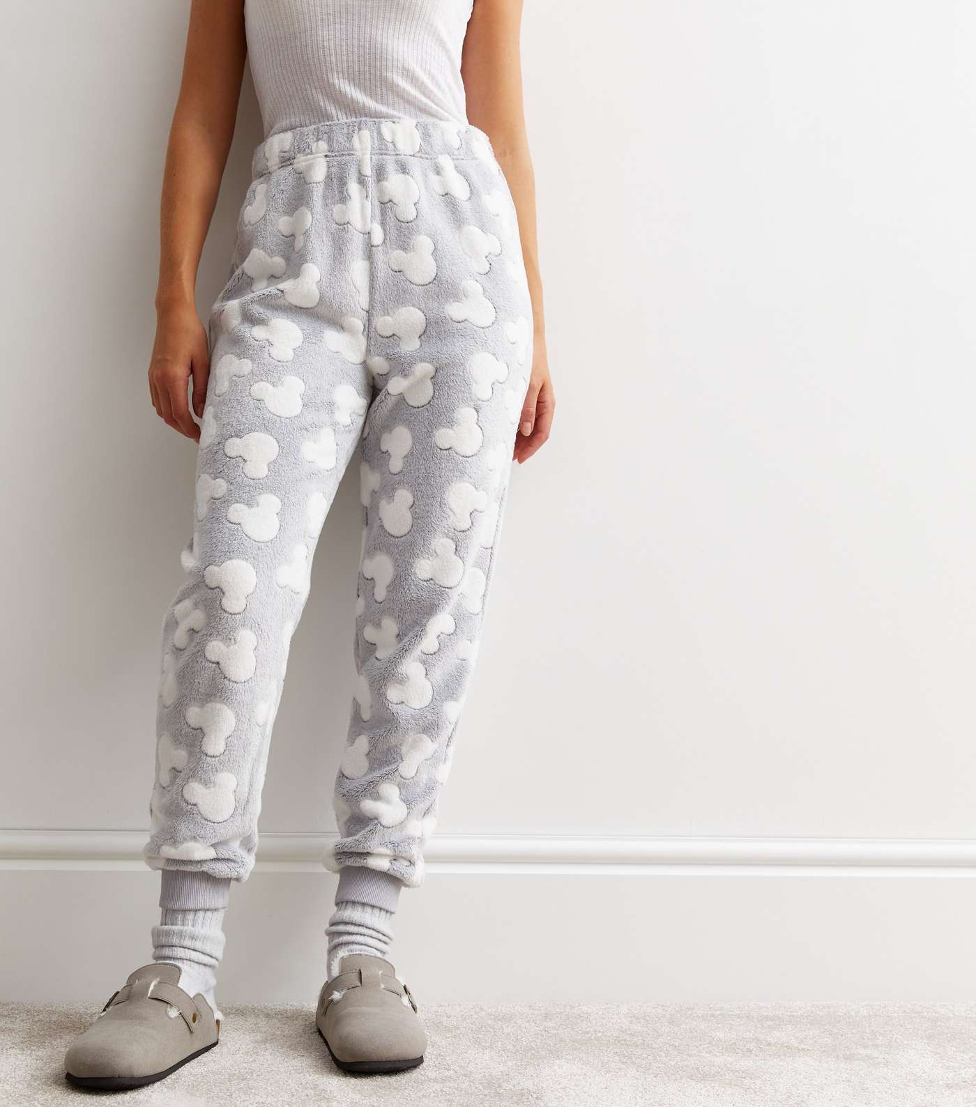 Light Grey Disney Mickey Mouse Fleece Pyjama Trousers Image 2