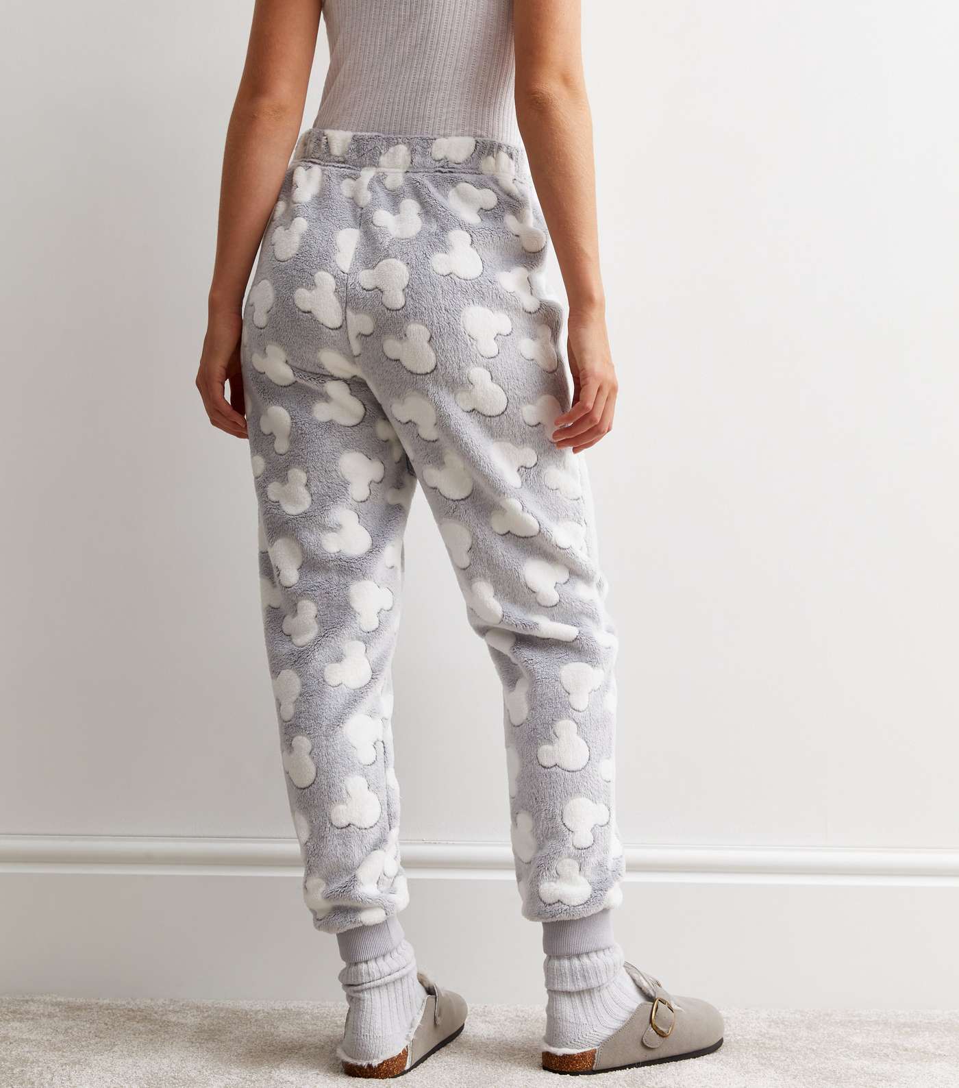 Light Grey Disney Mickey Mouse Fleece Pyjama Trousers Image 4