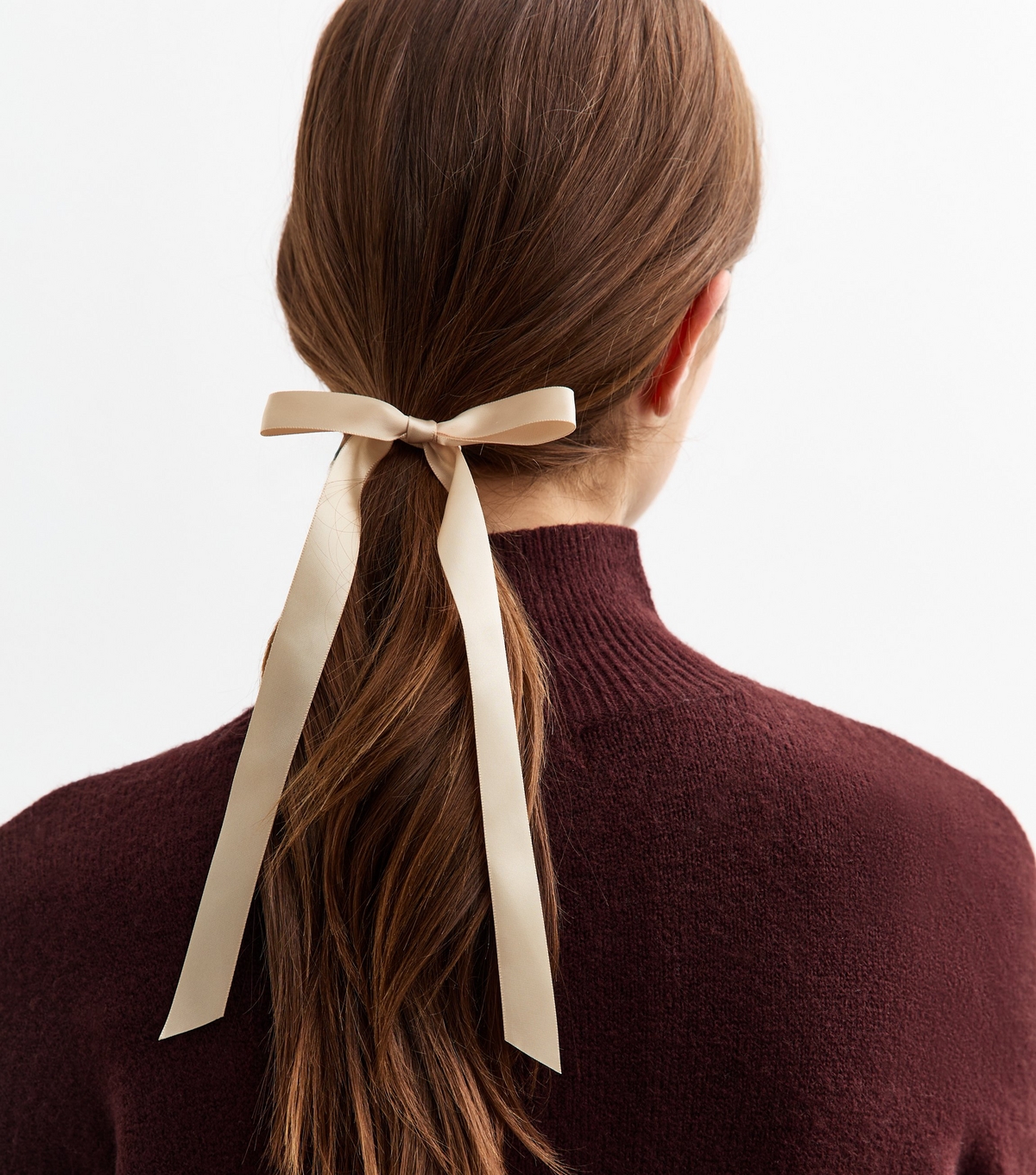 Camel Satin Bow Hair Band New Look