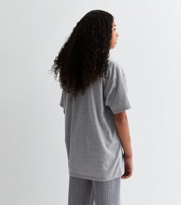 Girls Grey Paris Logo Oversized T-Shirt New Look