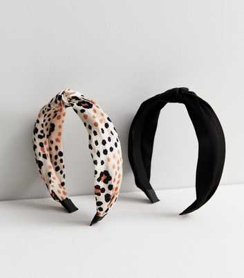 2 Pack Black and Animal Print Knot Headbands