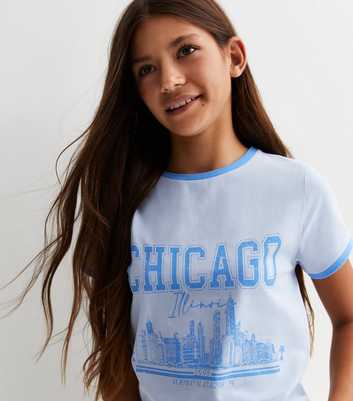 Girls Blue Chicago Logo Photographic Print T-Shirt