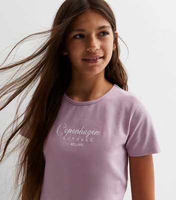 Girls Light Purple Copenhagen Logo T-Shirt