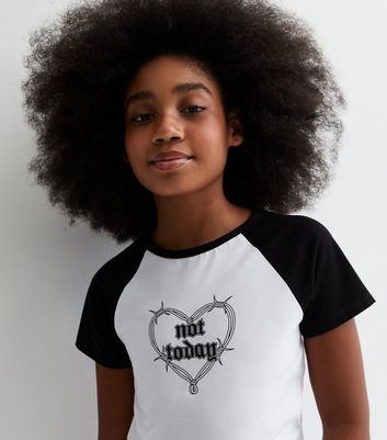 Girls White Not Today Logo Raglan T-Shirt New Look