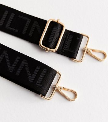 Black NL Logo Bag Strap New Look