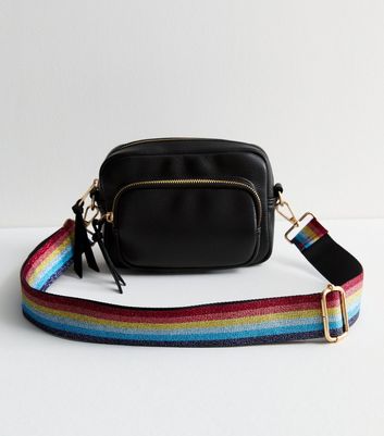 Multicoloured Glitter Stripe Bag Strap New Look