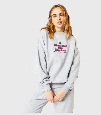 Skinnydip Grey Money Can't Buy Happiness Slogan Sweatshirt New Look