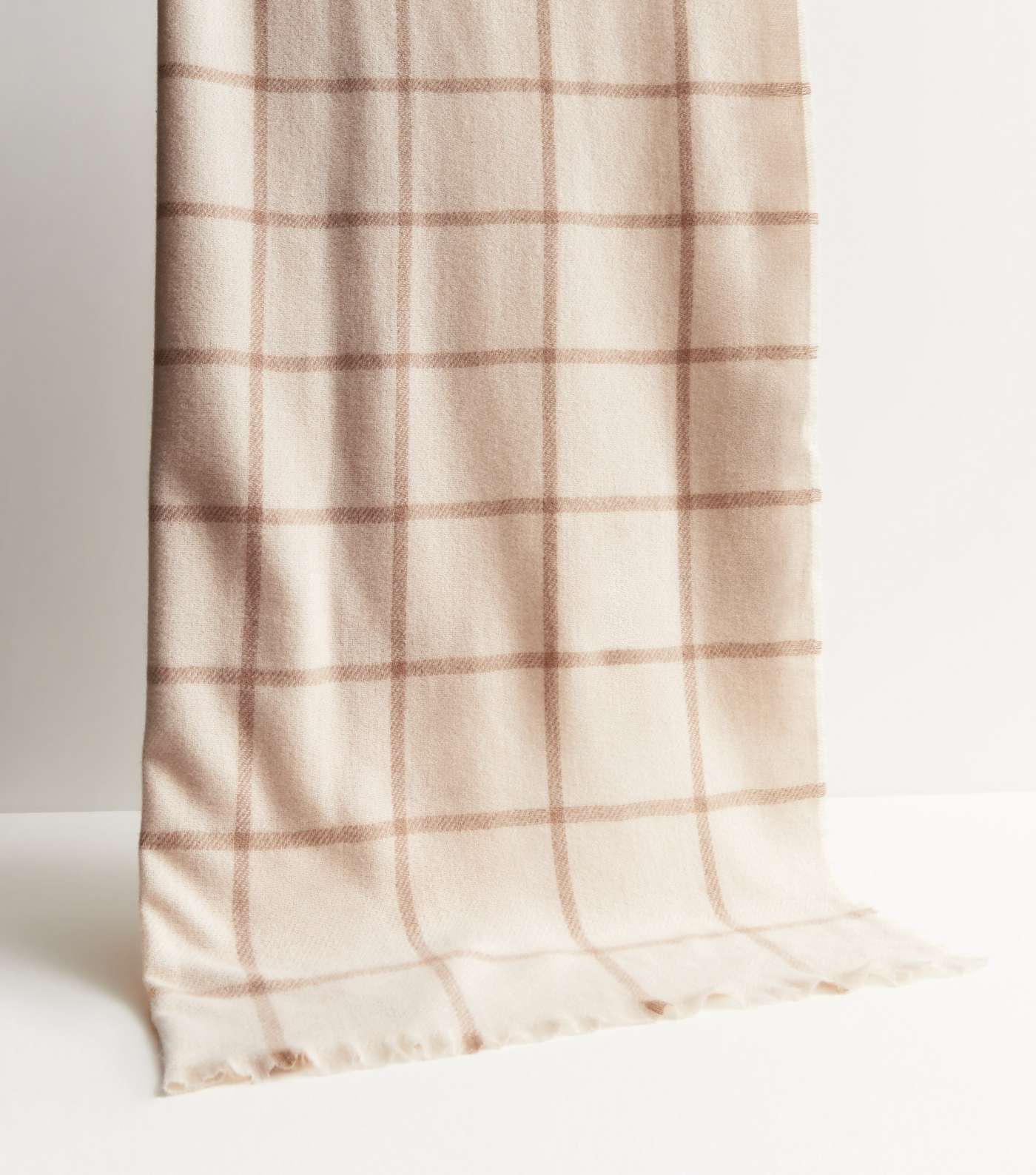Off White Check Print Scarf Image 2