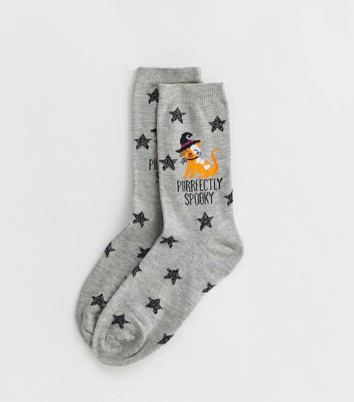 Grey Purrfectly Spooky Halloween Socks