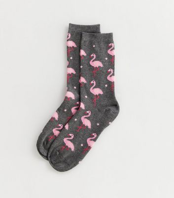 Grey Flamingo Socks New Look