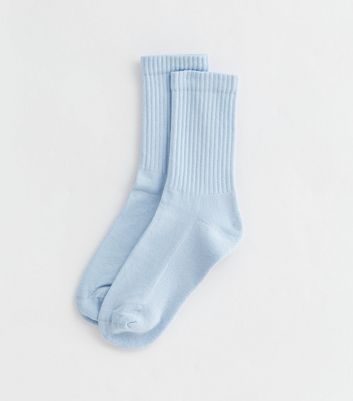 Pale Blue Ribbed Tube Socks | New Look