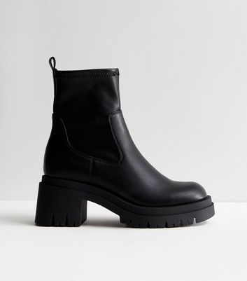 Black chunky shop boots new look