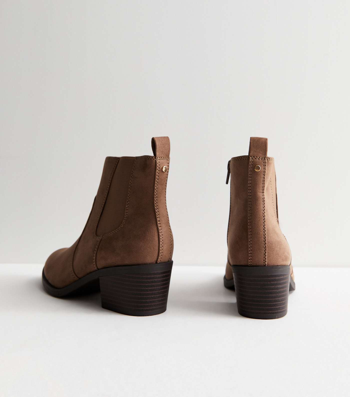 Wide Fit Brown Suedette Block Heel Chelsea Boots | New Look