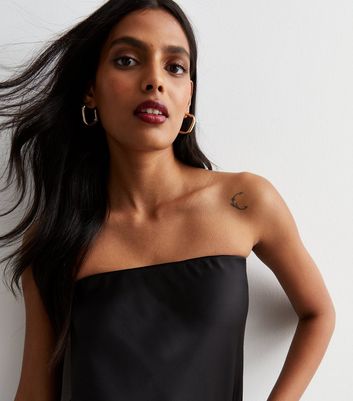 black satin bandeau top