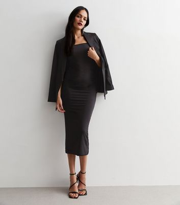 Black Jersey Bandeau Bodycon Midi Dress | New Look