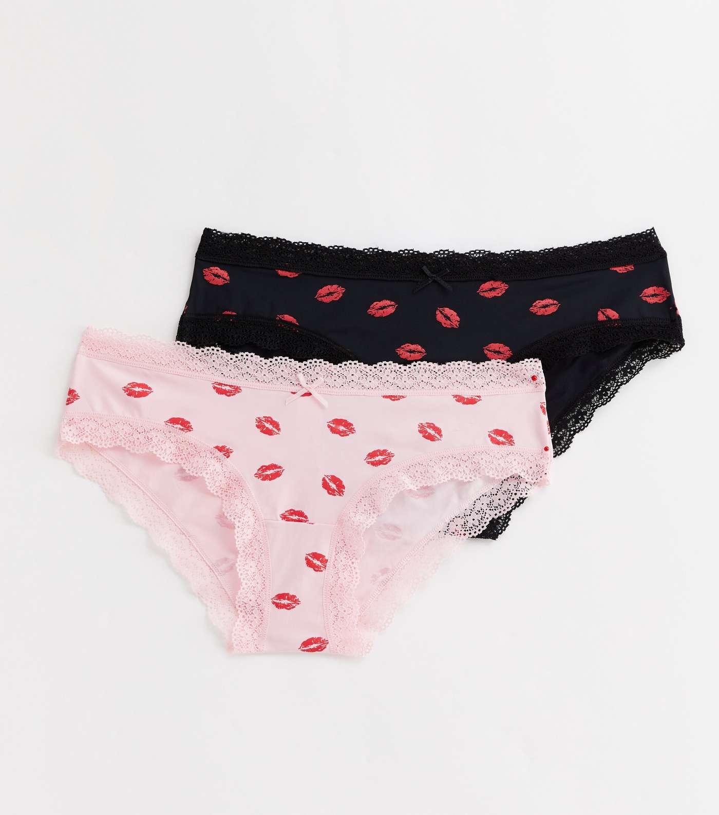 2 Pack Pink and Black Lips Print Short Briefs Image 5