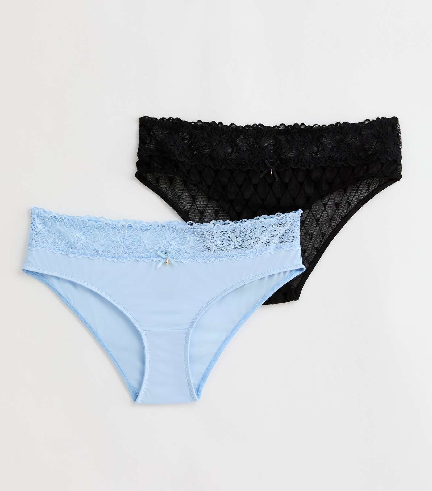 2 Pack Blue and Black Flocked Lace Waist Briefs Image 5
