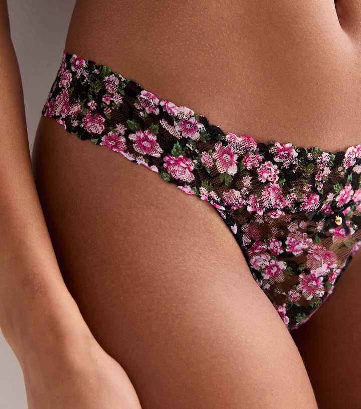 Tanga floral-lace thong