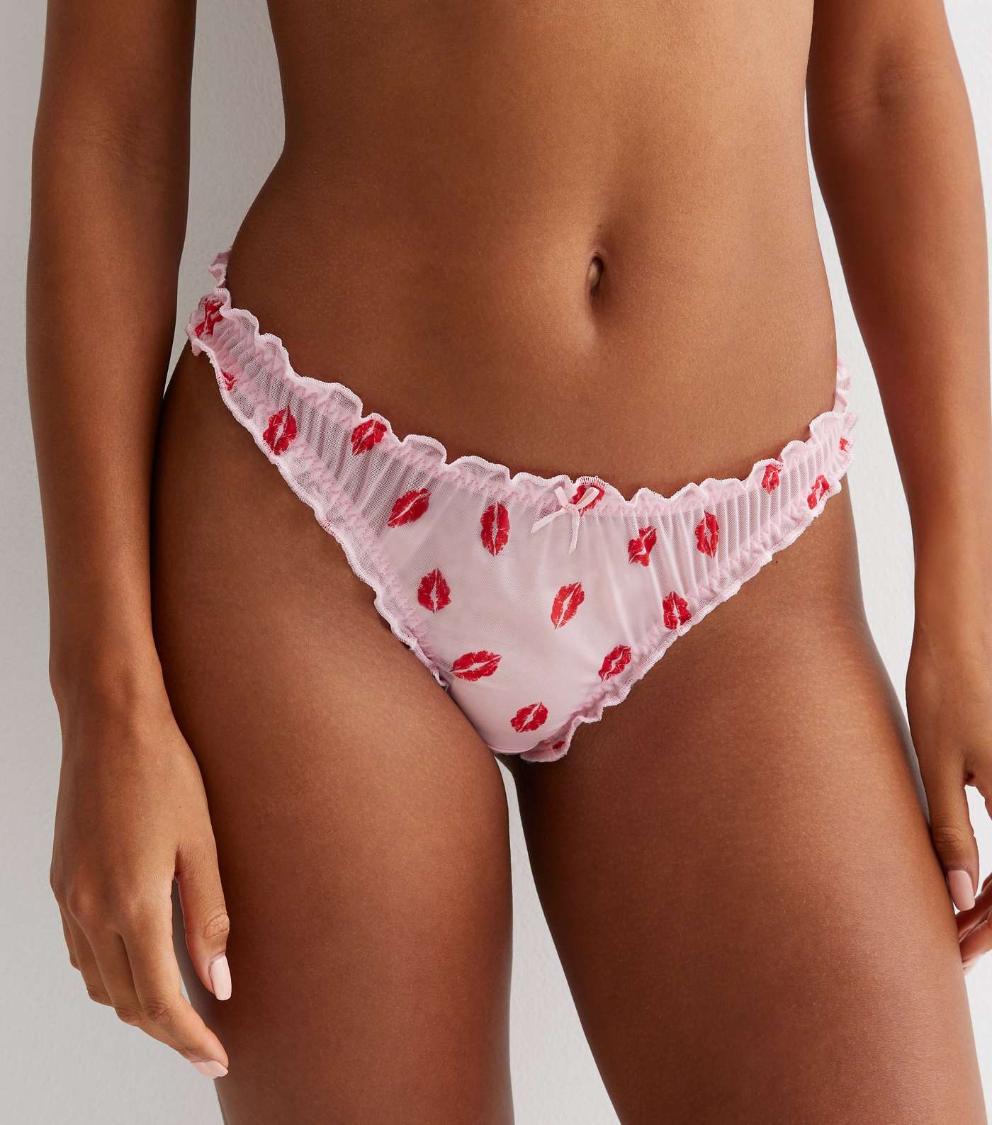 2 Pack Red and Pink Lips Print Thongs Image 2