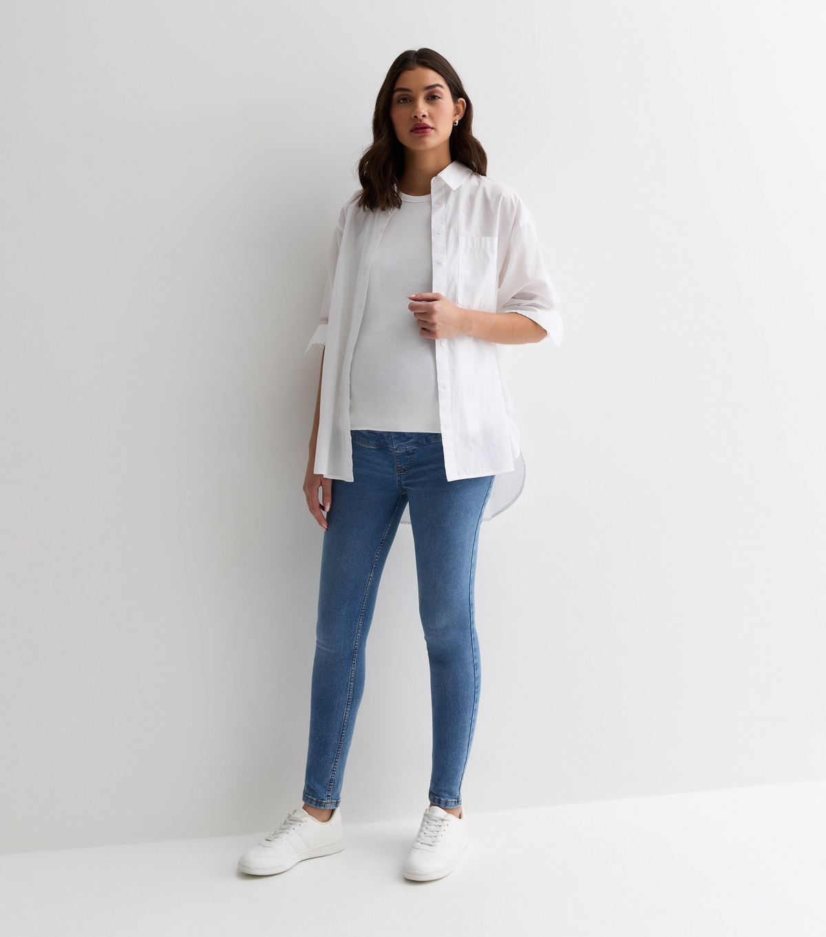 Women's Maternity Blue Over Bump Lift & Shape Jenna Jeans New Look