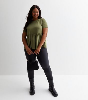 Olive store peplum top