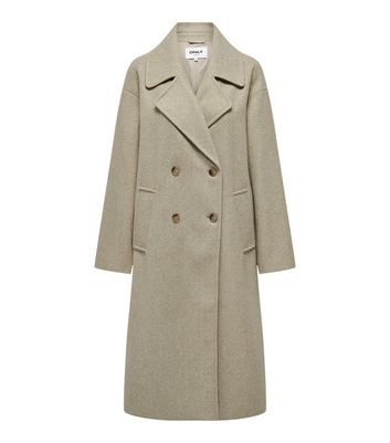 ONLY Cream Double Breasted Oversized Coat New Look