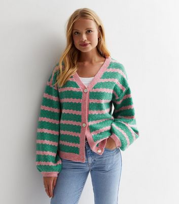 Sunshine Soul Green Stripe Knit Cardigan