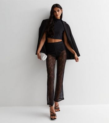 Black lace hot sale flare pants