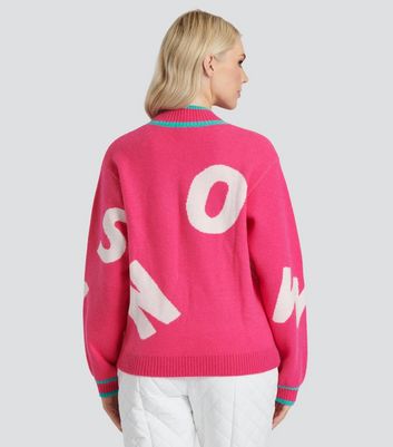 South Beach Bright Pink Snow Knit High Neck Jumper New Look