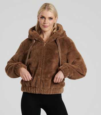 South Beach Brown Faux Fur Hooded Jacket