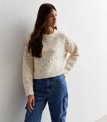 ONLY Cream Speckled Knit Crew Neck Jumper