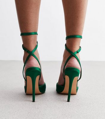 Public Desire Green Stiletto Heel Court Shoes New Look