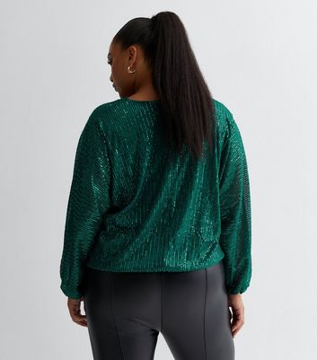 Blue green outlet sequin top