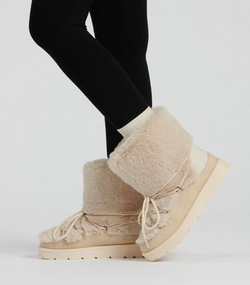 Women's lace up snow boots hot sale with fur