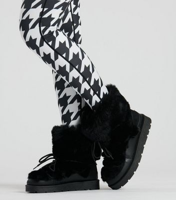 Black snow 2025 boots with fur