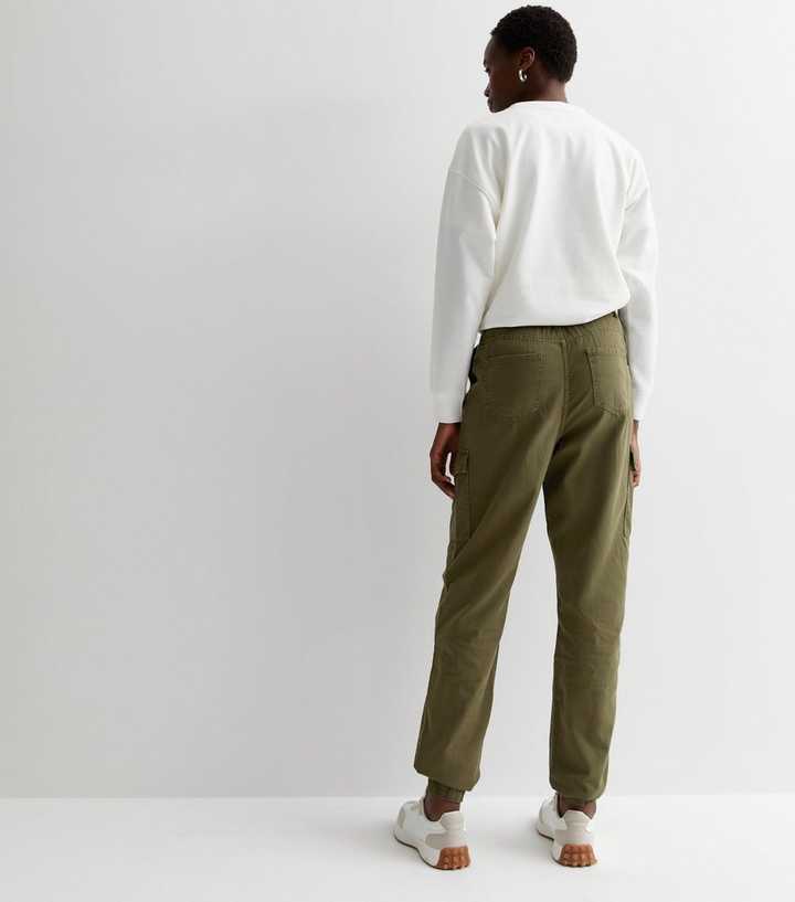 Tall Khaki Cotton Cuffed Cargo Trousers