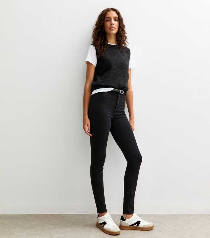 Tall Washed Black Mid Rise Amie Skinny Jeans