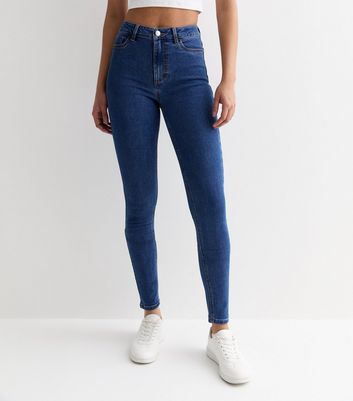 Tall Mid Blue Mid Rise Amie Skinny Jeans New Look