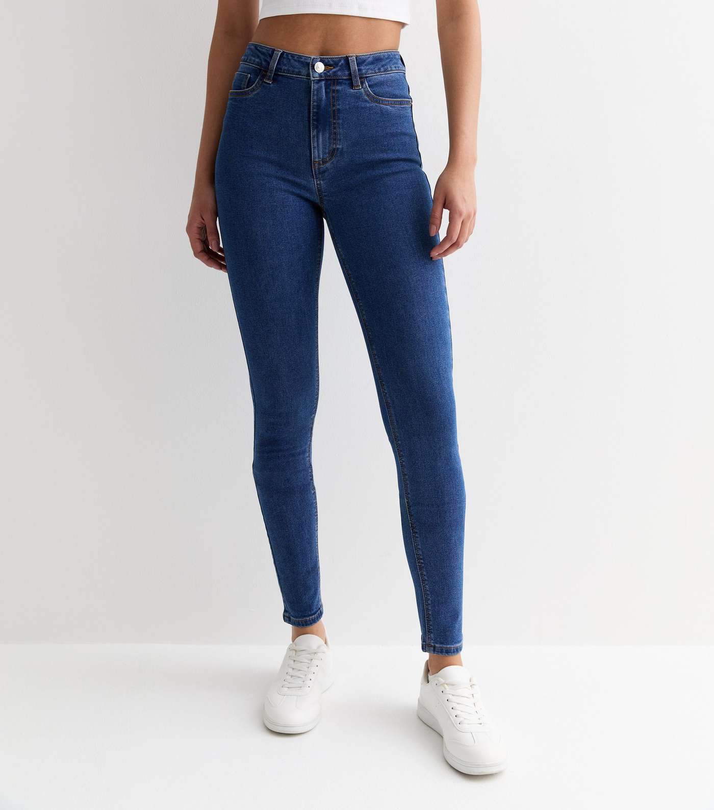 Tall Mid Blue Mid Rise Amie Skinny Jeans Image 3