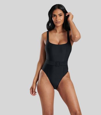 South Beach Black Belted Swimsuit New Look