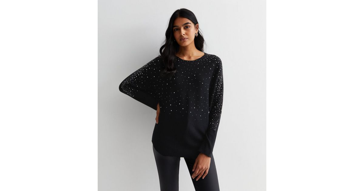 Blue Vanilla Black Silver Sparkle Jumper New Look