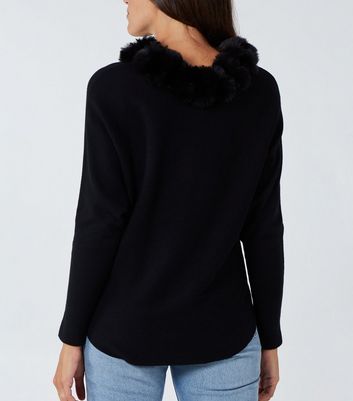 Faux fur outlet collar sweater